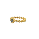 Bague dorée anneau carrés zircons et pierre