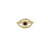 Gold ring with openwork eye and stone