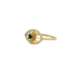 Gold ring with openwork eye and stone