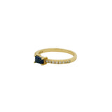 Fine gold ring with square stone and zircons