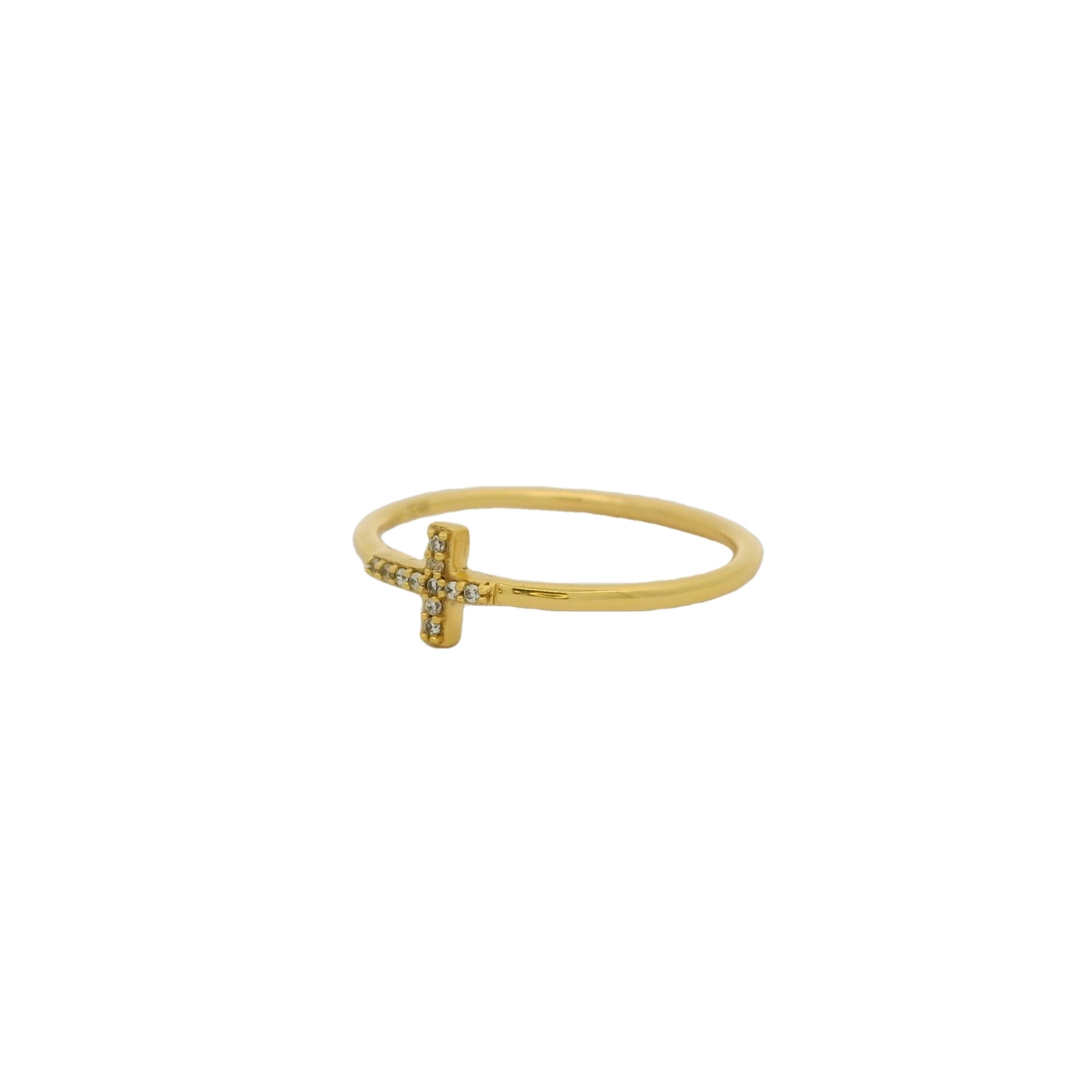 Bague dorée et petite croix zircons