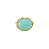 Bague doré amazonite cabochon