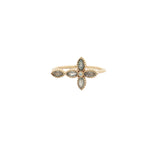 Bague dorée croix en labradorite