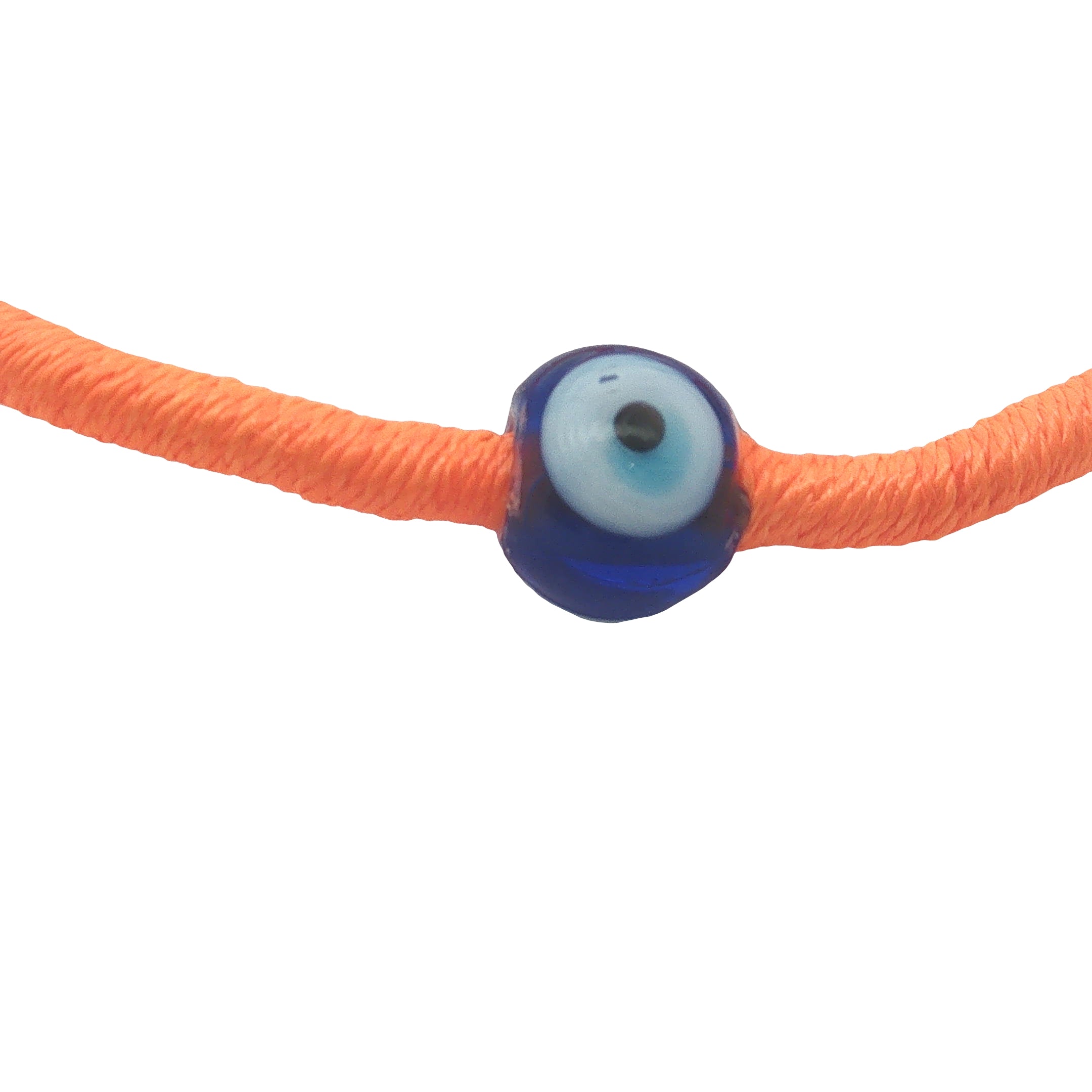 Bracelet doré cordon orange fluo oeil bleu