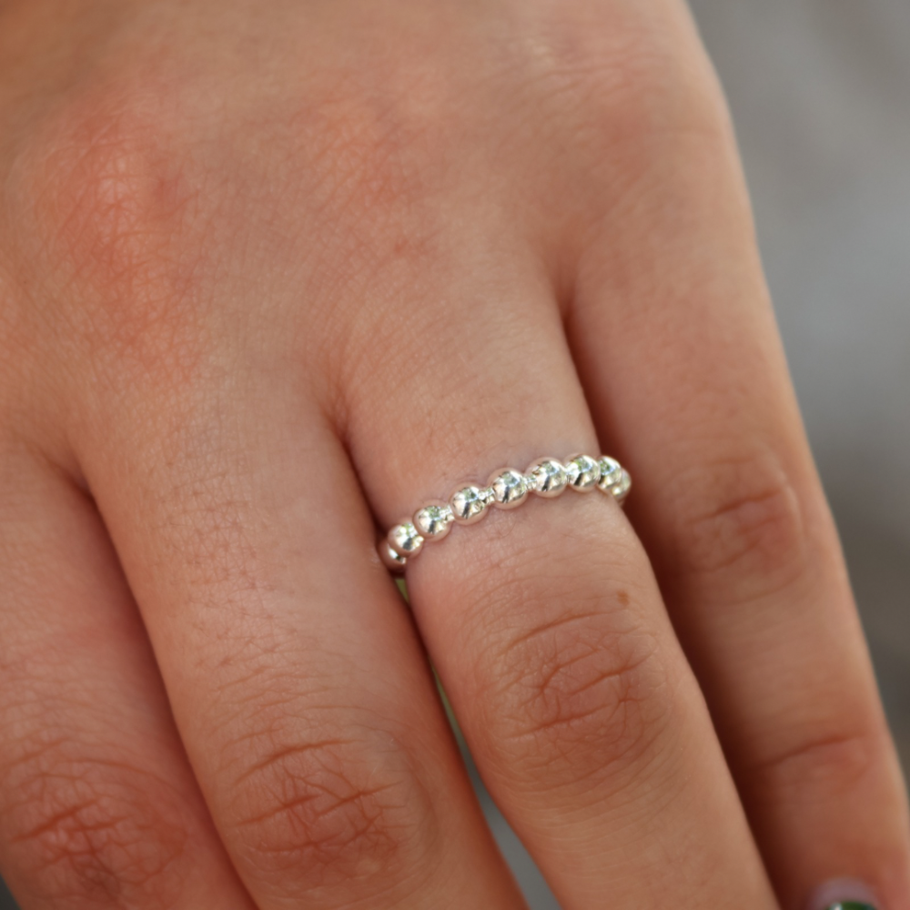 Bague fine argent 925 avec boules