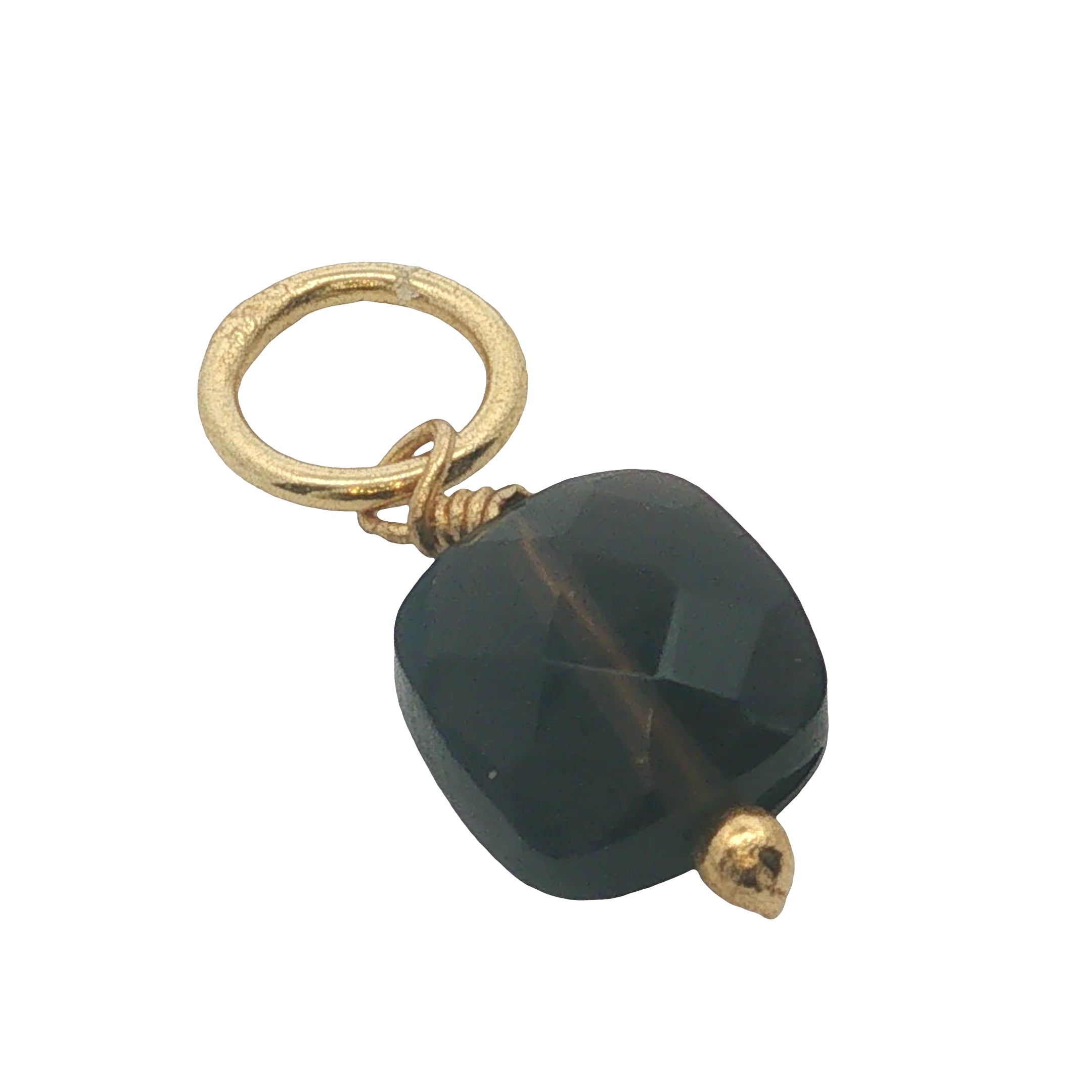 Charms doré quartz fumé taillé en carré