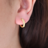 Mini créole dorée anneau boules et zircons blancs