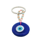 Porte-clefs oeil rond mix perles roses et bleues