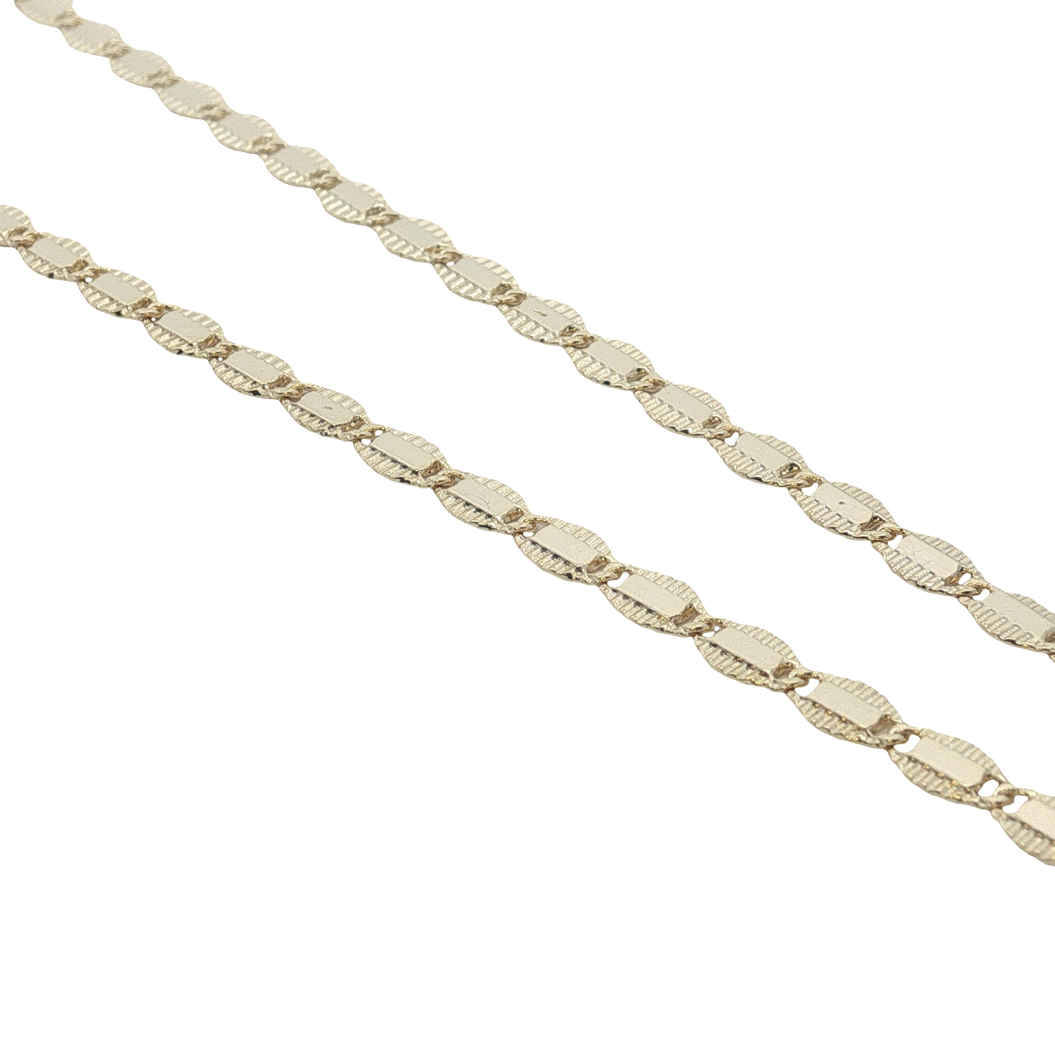 Collier doré maillons grain de café aplatis