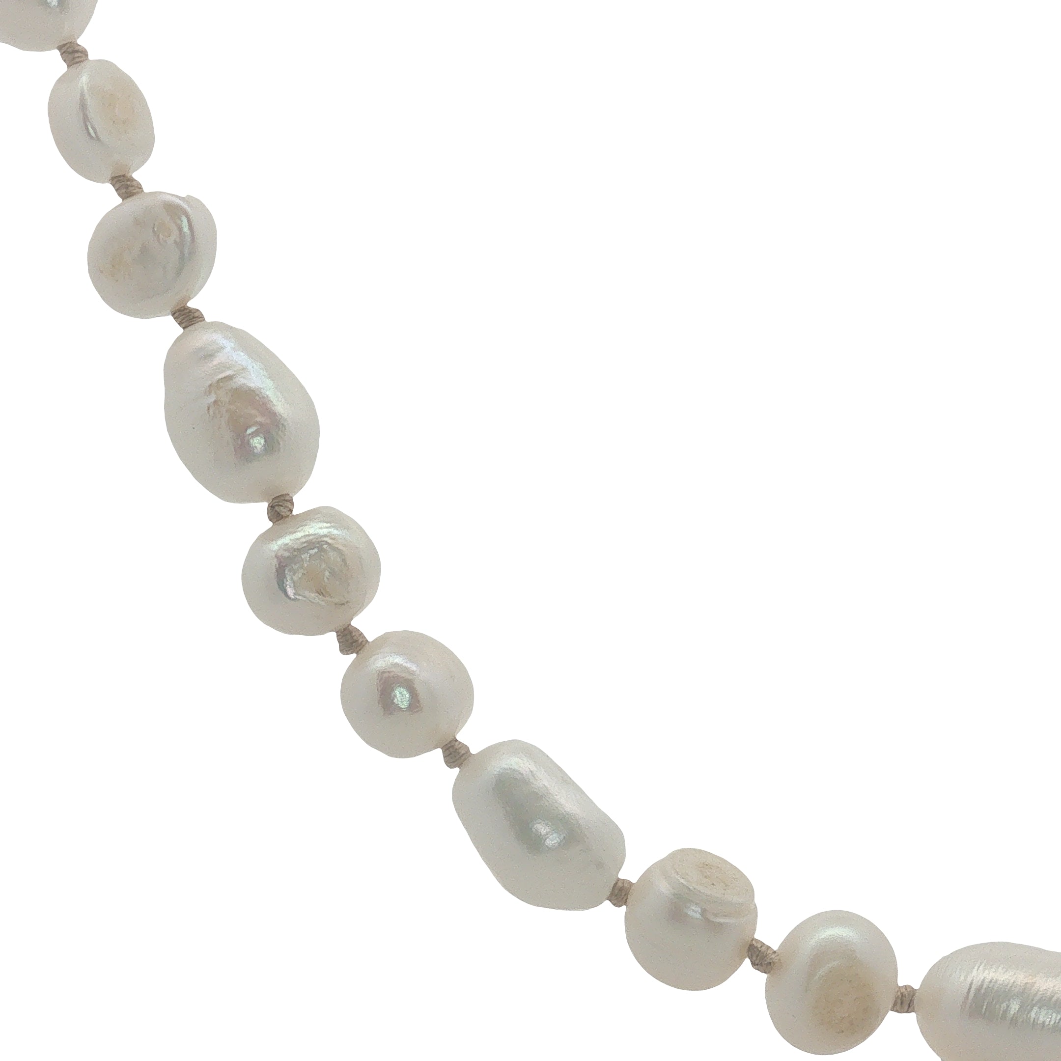 Collier doré perles de culture de différentes tailles avec noeuds beige 42 cm