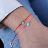 Fine colored wire bracelet with heart in 925 silver and zircon