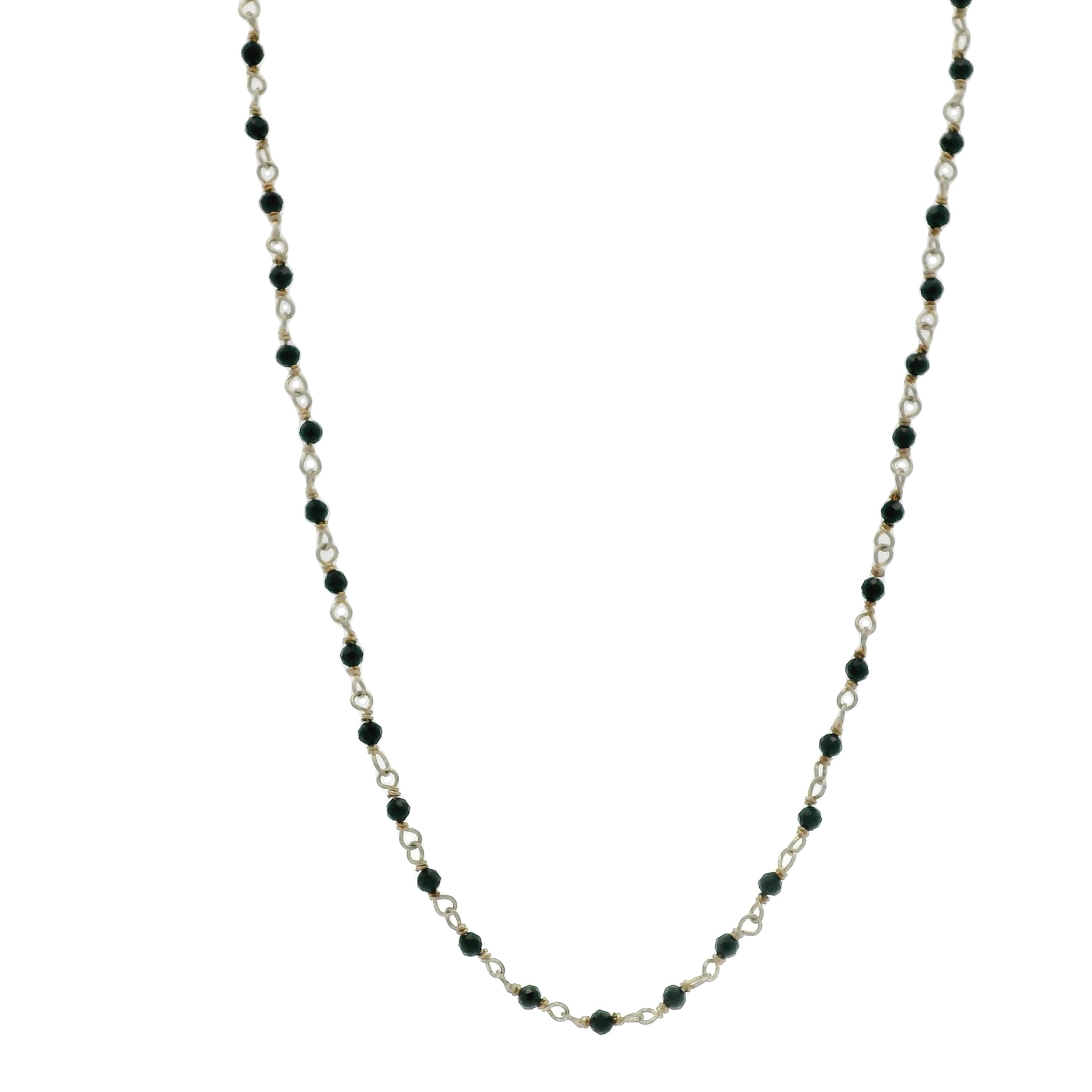 Collier rosary en argent 925 et onyx noire