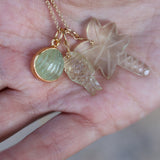 Collier doré poisson taillé en quartz citron 42 cm