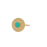 Hammered round gold ring with stone