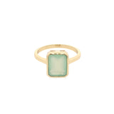 Bague dorée prehnite rectangle