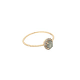 Bague dorée solitaire labradorite et zircons