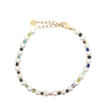 Bracelet doré alternance perles de culture et perles multicolores
