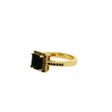 Gold square solitaire ring with zircons