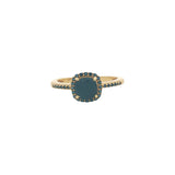 Golden solitaire ring with zircons and square stone