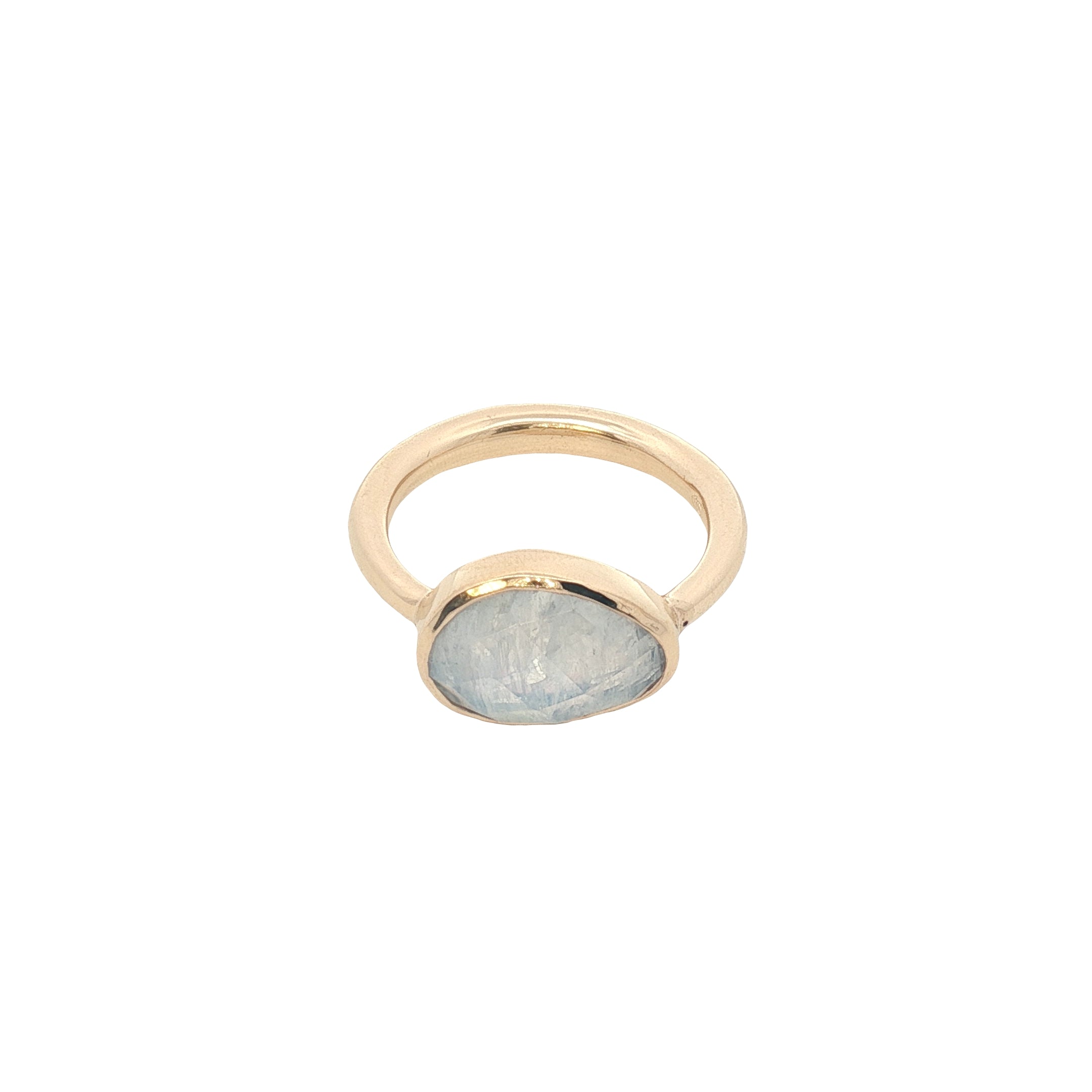 Bague dorée pierre de lune ovale