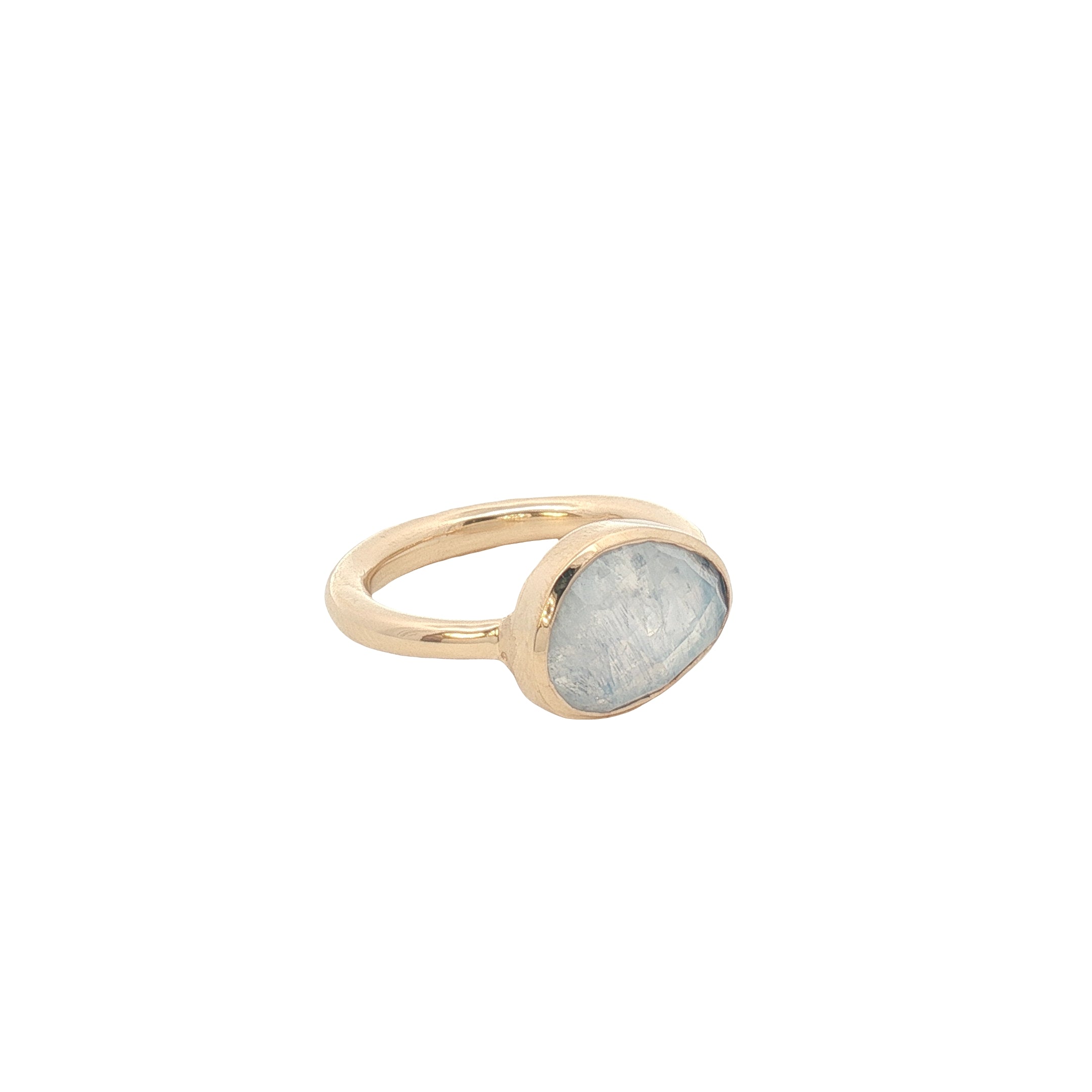 Bague dorée pierre de lune ovale