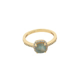 Golden solitaire ring with zircons and square stone