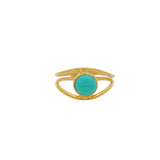 Double gold ring and cabochon stone