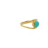 Double gold ring and cabochon stone