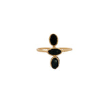 Bague dorée martelée trio de pierres