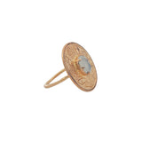 Gold ring engraved with flower and stone
