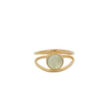 Double gold ring and cabochon stone