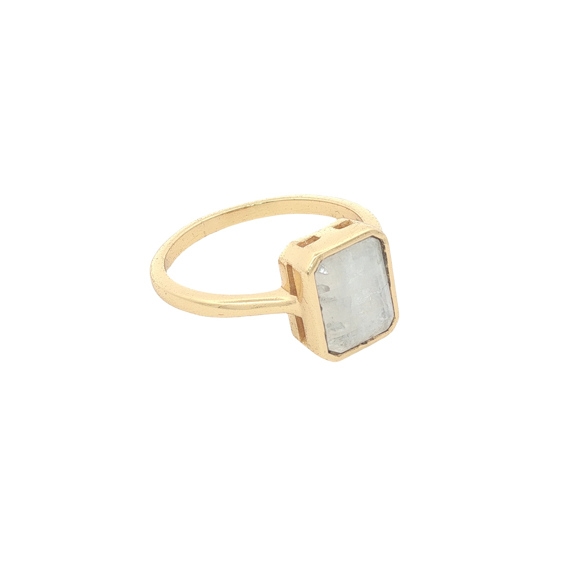 Bague dorée pierre de lune rectangle