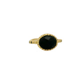 Bague dorée pierre ovale facettée et zircons