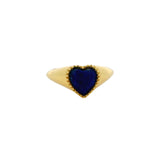 Chevalière dorée coeur pierre