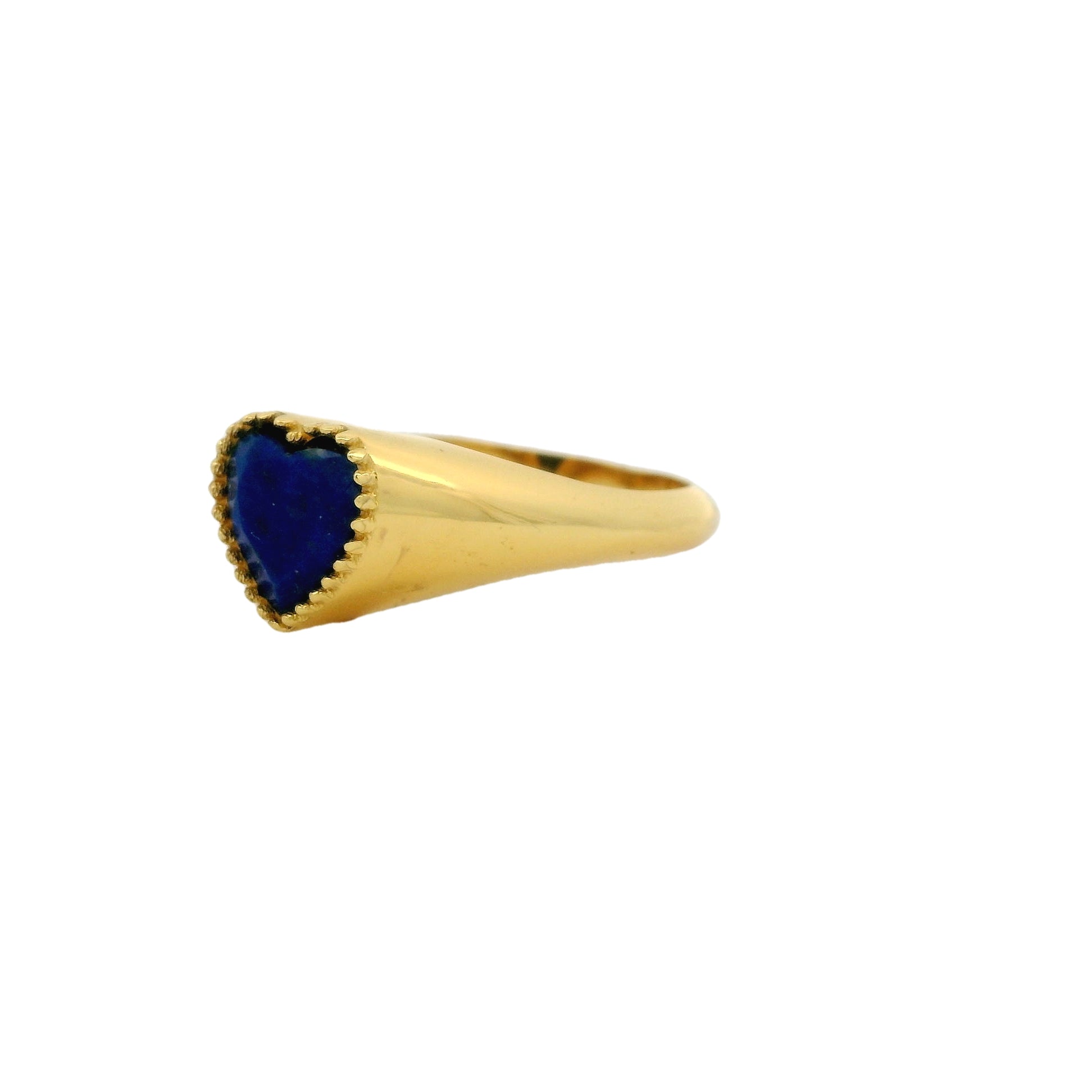 Chevalière dorée coeur pierre