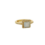 Gold square solitaire ring with zircons