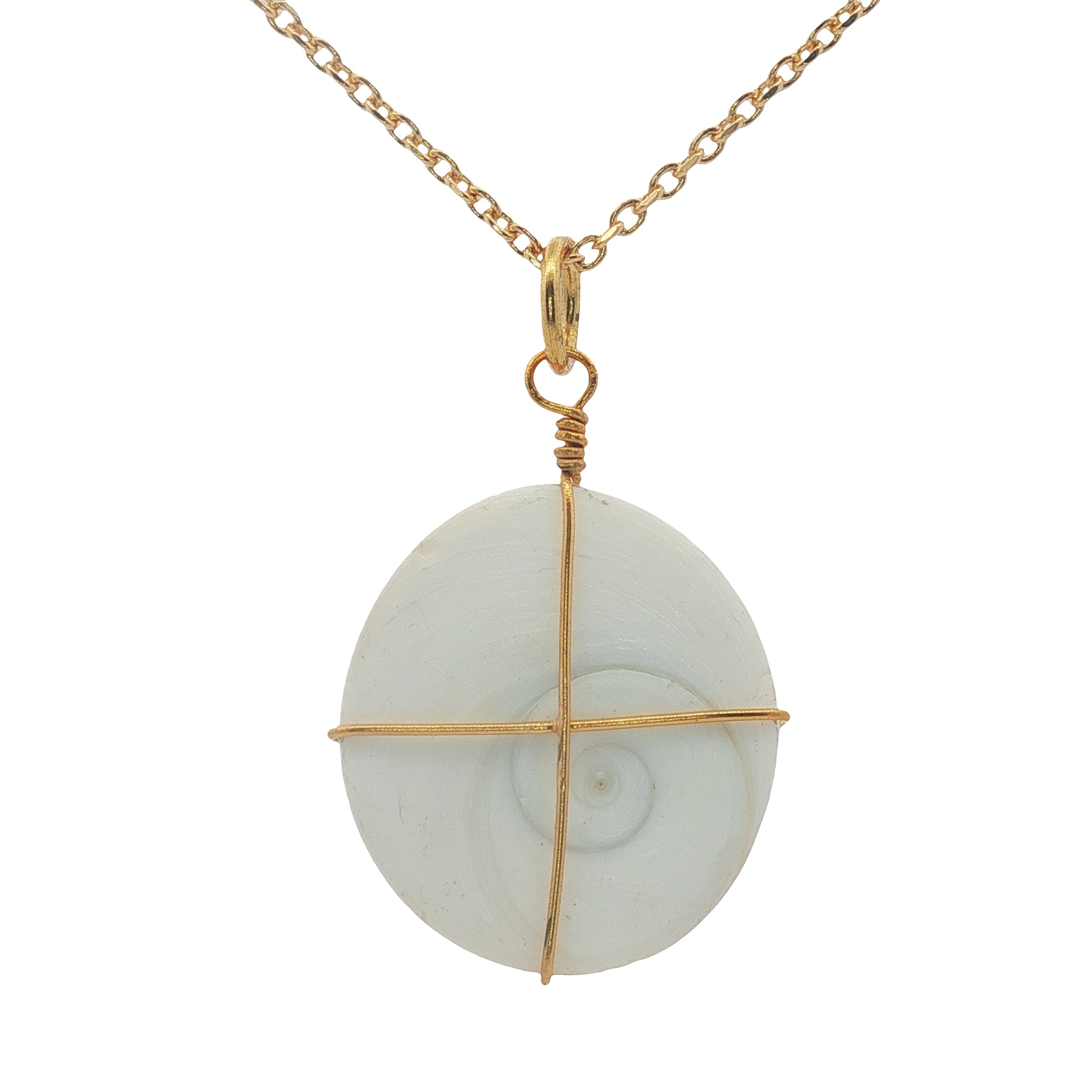 Collier doré oeil de Sainte Lucie avec fil doré 42 cm