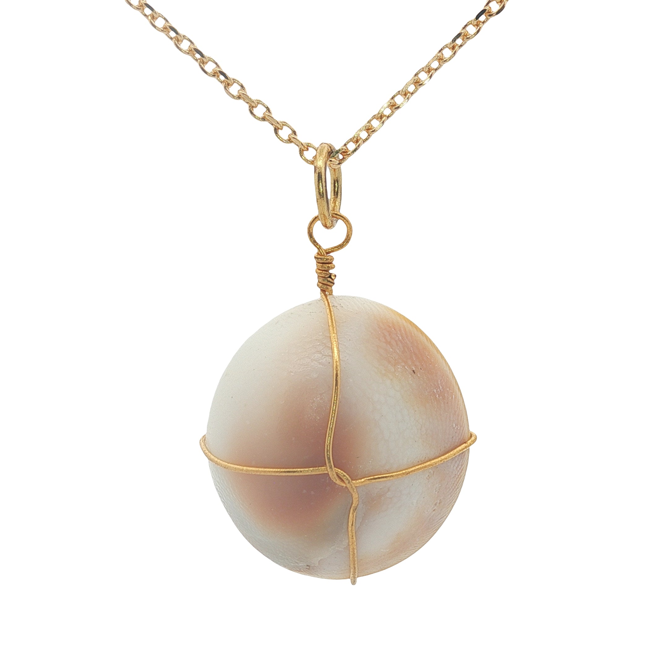 Collier doré oeil de Sainte Lucie avec fil doré 42 cm