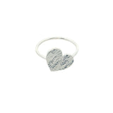 925 silver ring with hammered heart
