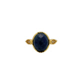 Bague dorée pierre facettée et zircons