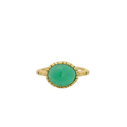 Bague dorée pierre ovale facettée et zircons