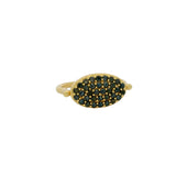 Oval gold ring with zircons
