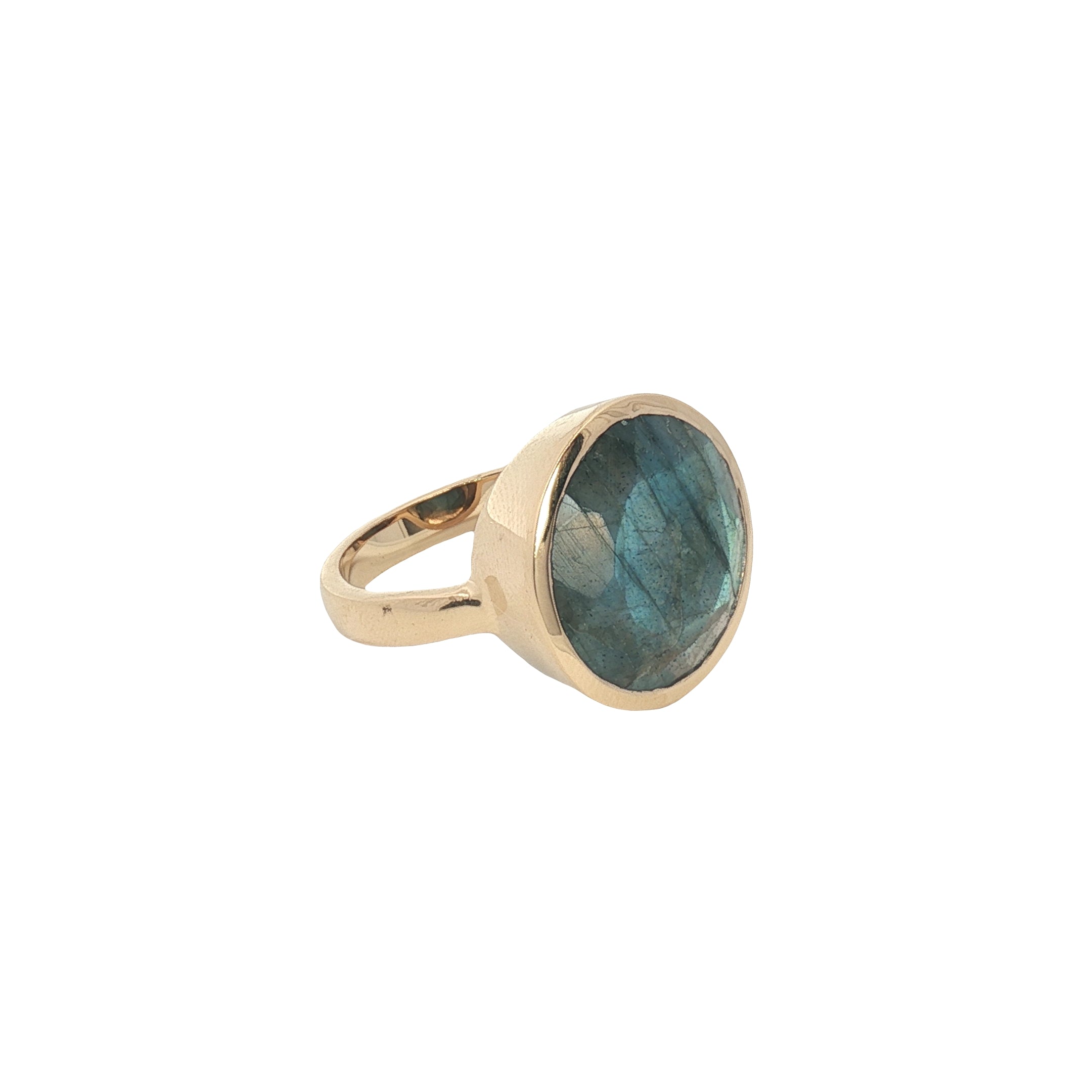 Bague chevalière dorée labradorite
