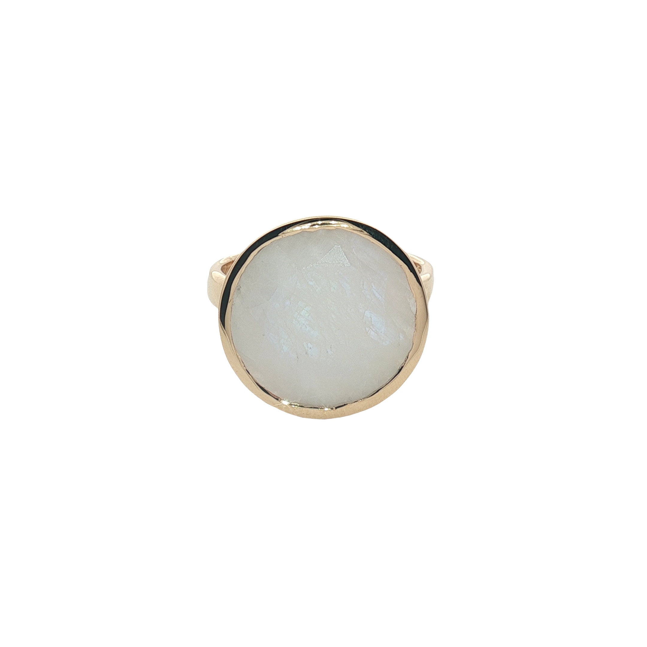 Bague chevalière dorée pierre de lune