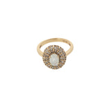 Bague dorée pierre de lune couronne en zircons