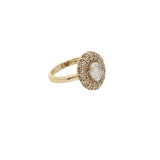 Bague dorée pierre de lune couronne en zircons