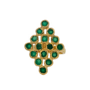 Golden diamond and stone ring