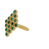 Bague dorée losange et pierre