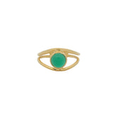 Double gold ring and cabochon stone