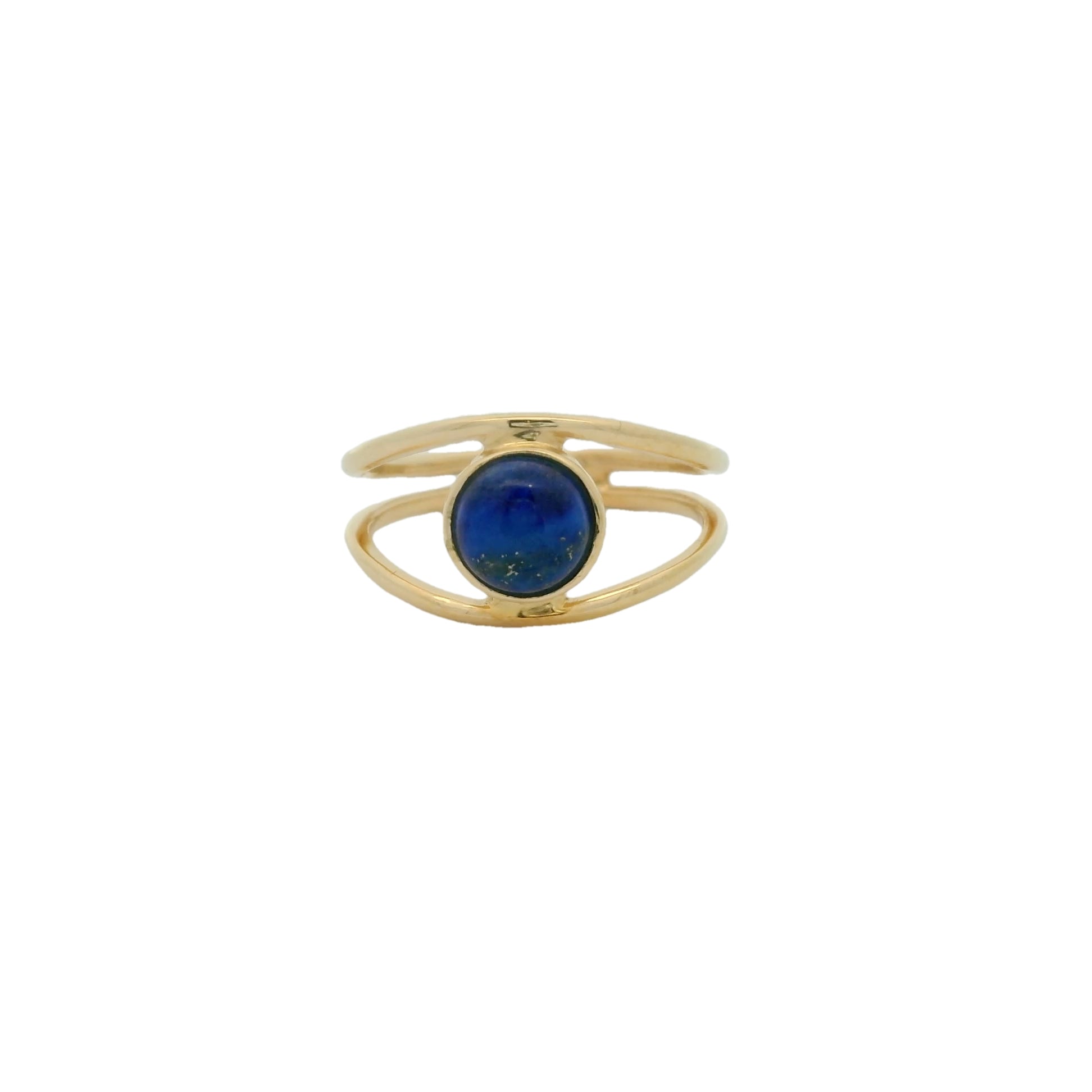 Bague dorée double et pierre cabochon